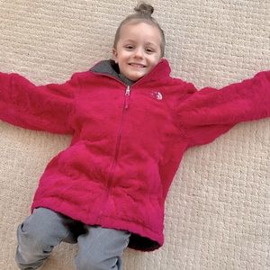 NorthFace girls reversible jacket a few small holes pictured above. Cute!